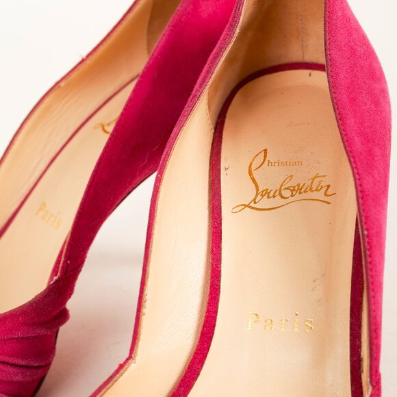 Christian Louboutin Lady Gres Pink Knotted Suede Pumps - Picture 9 of 9